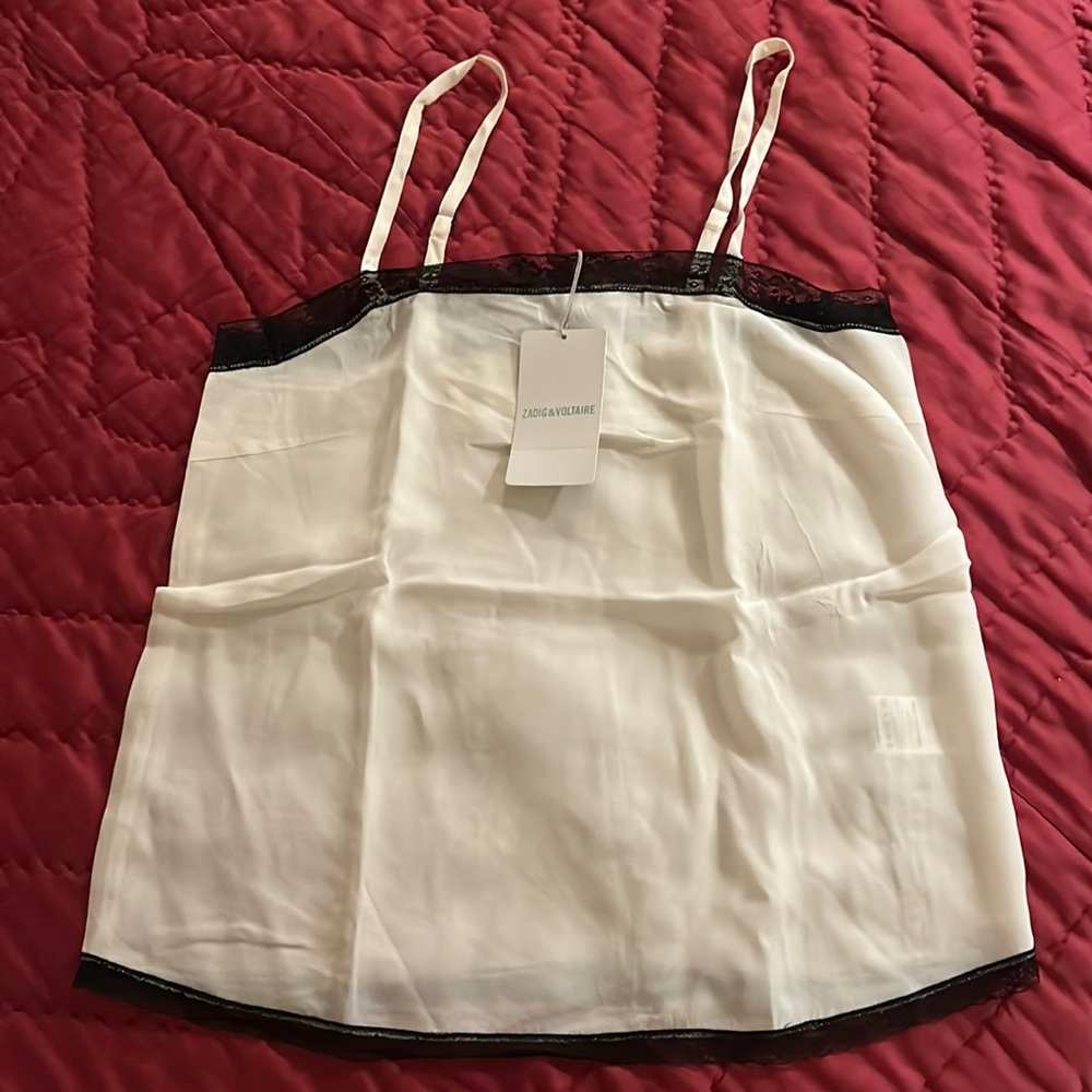 Zadig & Voltaire white and black Silk Camisole